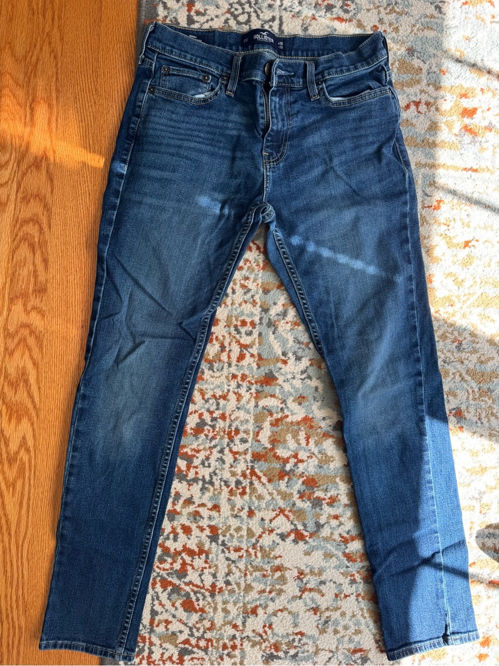 Hollister Men's Skinny Jeans in Dark Blue Wash